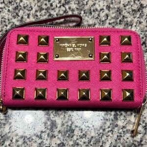 Michael Kors Fuchsia Wallet with Gold Studs